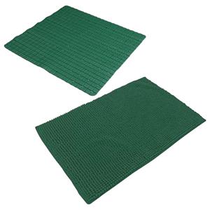 Urban Living Douche anti-slip en droogloop mat/tapijt - badkamer - rubber/polyester - donkergroen -