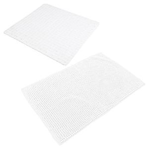 Urban Living Douche anti-slip mat en droogloop mat - Trapani badkamer set - rubber/polyester - parel -