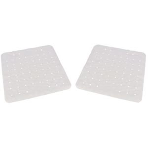 Merkloos Set van 2x stuks witte anti-slip badmat/douchemat 54 x 54 cm vierkant -