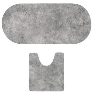 Tendance badkamer matten set Calm Concrete - toiletmat/badmat lang - microfiber - antislip -