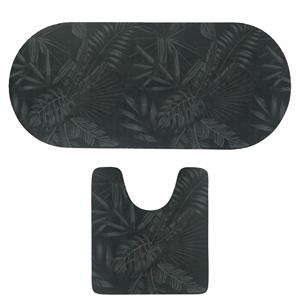 Tendance badkamer matten set Dark Urban Oasis - toiletmat/badmat lang - microfiber - antislip -