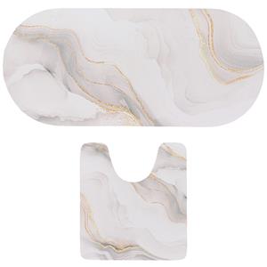 Tendance badkamer matten set Marble Bliss - toiletmat/badmat lang - microfiber - antislip -