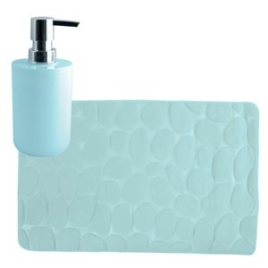 MSV badkamer droogloop mat/tapijt Kiezel - 50 x 80 cm - zelfde kleur zeeppompje - mintgroen -