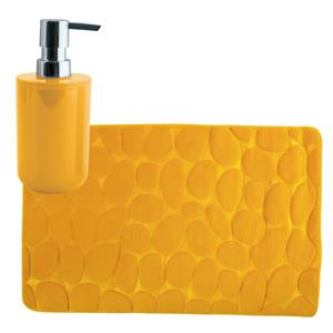 MSV badkamer droogloop mat/tapijt Kiezel - 50 x 80 cm - zelfde kleur zeeppompje - saffraan geel -