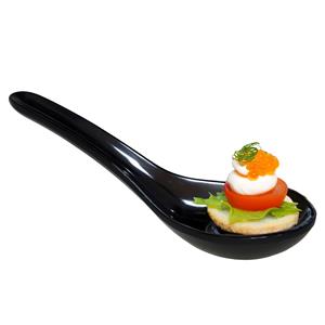 Gerimport Amuse/aperitief lepels - hapjes/tapas - 1x stuks - porselein - zwart -