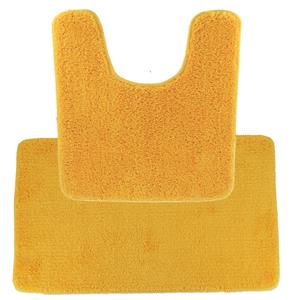 Tendance Badkamer Matten set Aquarius - okergeel - toilet en bad mat - hoogpolig - microfiber -