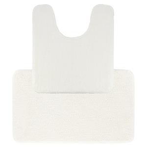 Tendance Badkamer Matten set Aquarius - wit - toilet en bad mat - hoogpolig - microfiber -