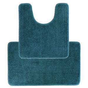 Tendance Badkamer Matten set Aquarius - zeeblauw - toilet en bad mat - hoogpolig - microfiber -