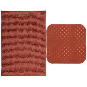 MSV Douche anti-slip mat en droogloop mat - Sevilla badkamer set - rubber/microvezel - tarracotta -