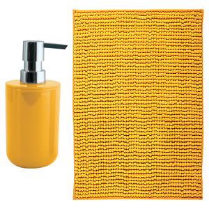 MSV badkamer droogloop mat - Genua - 50 x 80 cm - met bijpassende kleur zeeppompje - saffraan geel -