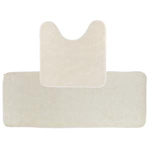 Tendance Badkamer Matten set Pebble - creme wit - extra lang - memory foam - microfiber -