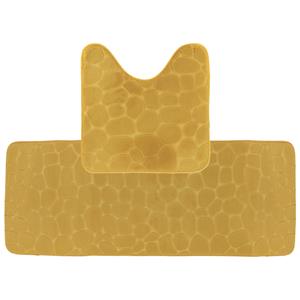 Tendance Badkamer Matten set Pebble - okergeel - extra lang - memory foam - microfiber -