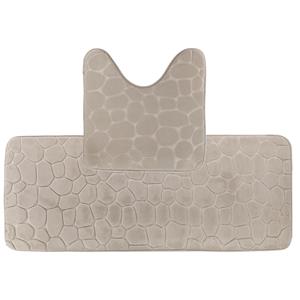 Tendance Badkamer Matten set Pebble - taupe - extra lang - memory foam - microfiber -