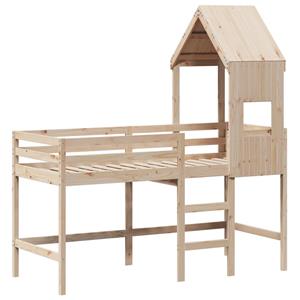 VidaXL Halfhoogslaper met ladder en bedhuis grenenhout 90x190 cm