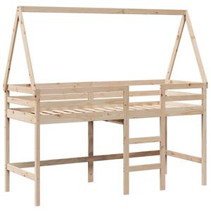 VidaXL Halfhoogslaper met ladder en bedhuis grenenhout 90x190 cm