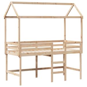 VidaXL Halfhoogslaper met ladder en bedhuis grenenhout 90x190 cm