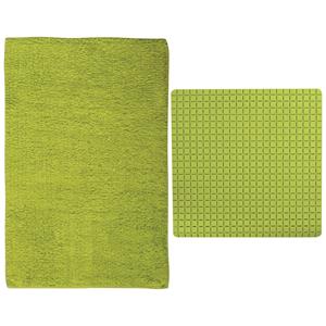 MSV Douche anti-slip mat en droogloop mat - Napoli badkamer set - rubber/polyester - limegroen -
