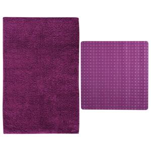 MSV Douche anti-slip mat en droogloop mat - Napoli badkamer set - rubber/polyester - paars -