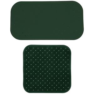 MSV Douche/bad anti-slip matten set badkamer - rubber - 2x stuks - donkergroen - 2 formaten -