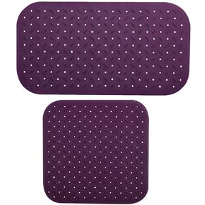 MSV Douche/bad anti-slip matten set badkamer - rubber - 2x stuks - paars - 2 formaten -