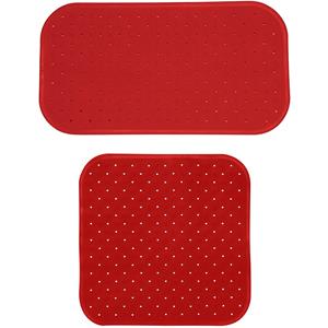 MSV Douche/bad anti-slip matten set badkamer - rubber - 2x stuks - terracotta - 2 formaten -