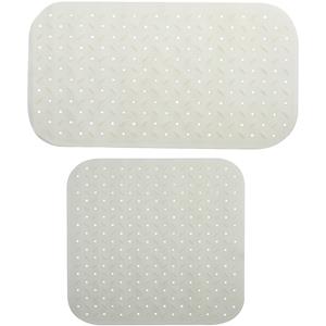 MSV Douche/bad anti-slip matten set badkamer - rubber - 2x stuks - wit - 2 formaten -