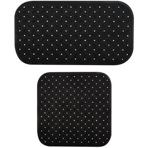 MSV Douche/bad anti-slip matten set badkamer - rubber - 2x stuks - zwart - 2 formaten -