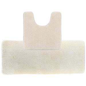 Tendance Badkamer Matten set Aquarius - creme wit - extra lang - hoogpolig - microfiber -