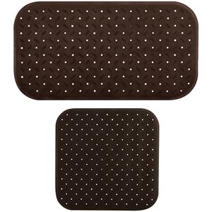 MSV Douche/bad anti-slip matten set badkamer - rubber - 2x stuks - bruin - 2 formaten -