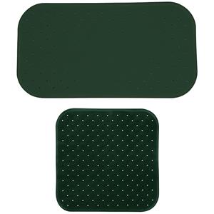 MSV Douche/bad anti-slip matten set badkamer - rubber - 2x stuks - donkergroen - 2 formaten -