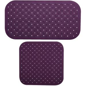 MSV Douche/bad anti-slip matten set badkamer - rubber - 2x stuks - paars - 2 formaten -