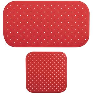 MSV Douche/bad anti-slip matten set badkamer - rubber - 2x stuks - rood - 2 formaten -