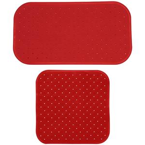 MSV Douche/bad anti-slip matten set badkamer - rubber - 2x stuks - terracotta - 2 formaten -