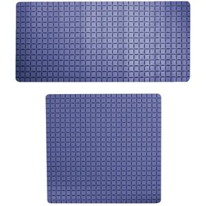 MSV Douche/bad anti-slip matten set badkamer - rubber - 2x stuks - donkerblauw - 2 formaten -