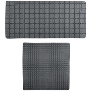 MSV Douche/bad anti-slip matten set badkamer - rubber - 2x stuks - donkergrijs - 2 formaten -