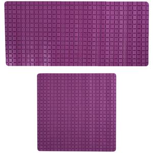 MSV Douche/bad anti-slip matten set badkamer - rubber - 2x stuks - paars - 2 formaten -