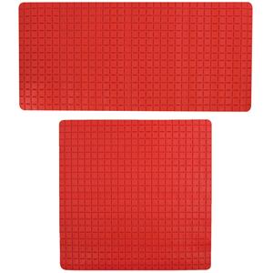 MSV Douche/bad anti-slip matten set badkamer - rubber - 2x stuks - rood - 2 formaten -
