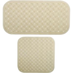 MSV Douche/bad anti-slip matten set badkamer - rubber - 2x stuks - beige - 2 formaten -