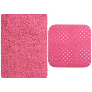 MSV Douche anti-slip mat en droogloop mat - Venice badkamer set - rubber/microvezel - fuchsia roze -