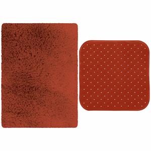 MSV Douche anti-slip mat en droogloop mat - Venice badkamer set - rubber/microvezel - terracotta -