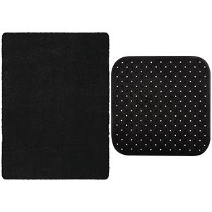 MSV Douche anti-slip mat en droogloop mat - Venice badkamer set - rubber/microvezel - zwart -