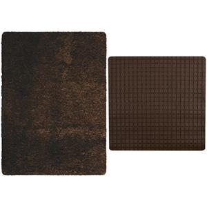 MSV Douche anti-slip mat en droogloop mat - Venice badkamer set - rubber/microvezel - bruin -