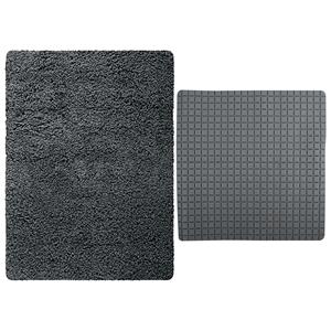 MSV Douche anti-slip mat en droogloop mat - Venice badkamer set - rubber/microvezel - donkergrijs -