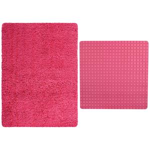 MSV Douche anti-slip mat en droogloop mat - Venice badkamer set - rubber/microvezel - fuchsia roze -