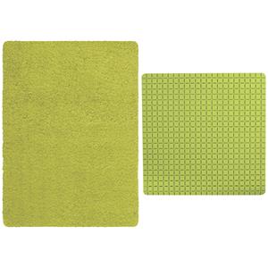 MSV Douche anti-slip mat en droogloop mat - Venice badkamer set - rubber/microvezel - limegroen -