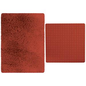 MSV Douche anti-slip mat en droogloop mat - Venice badkamer set - rubber/microvezel - terracotta -