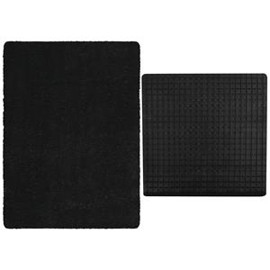 MSV Douche anti-slip mat en droogloop mat - Venice badkamer set - rubber/microvezel - zwart -
