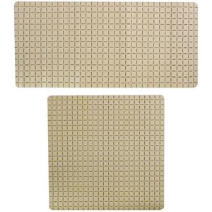 MSV Douche/bad anti-slip matten set badkamer - rubber - 2x stuks - beige - 2 formaten -