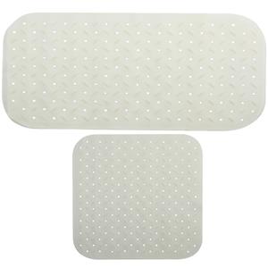 MSV Douche/bad anti-slip matten set badkamer - rubber - 2x stuks - wit - 2 formaten -