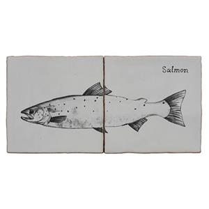 Terre d'Azur Malaga wandtegel met decor zalm 13x13cm beige - 2 stuks